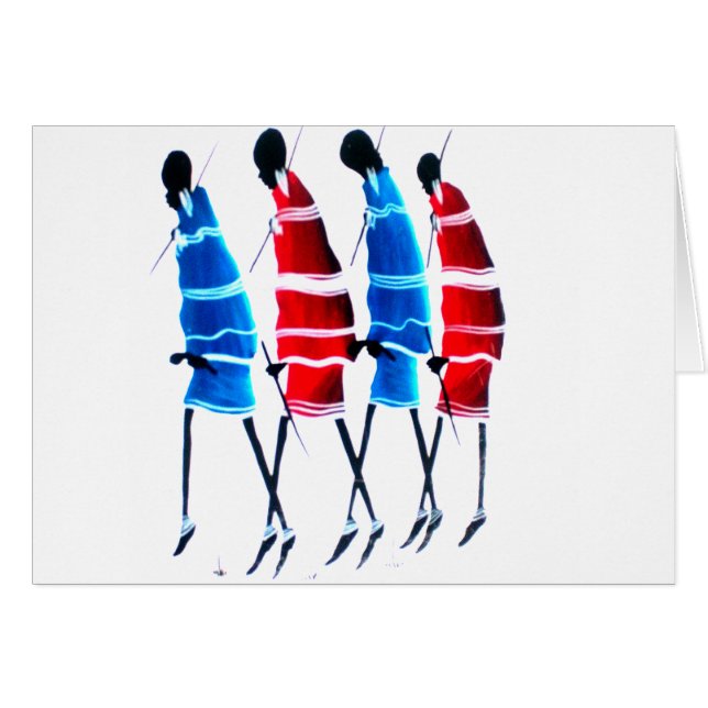 Happy People Maasai Warriors Walking Art Print (Front Horizontal)