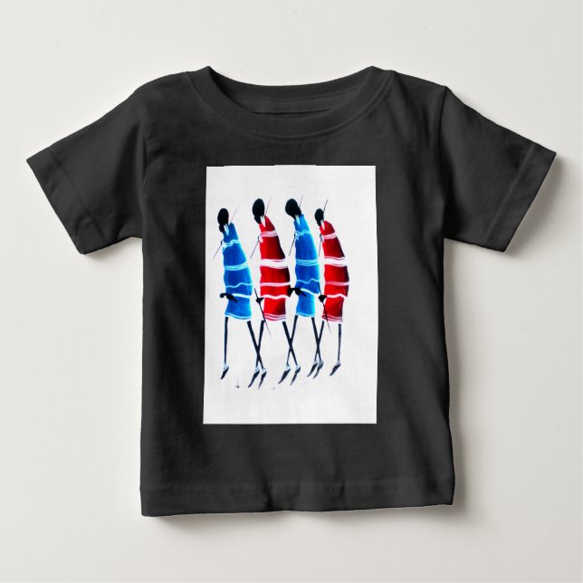 Happy People Maasai Warriors Walking Art Print Baby T-Shirt (Front)