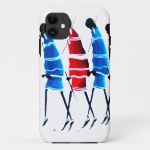 Happy People Maasai Warriors Walking Art Print iPhone 11 Case