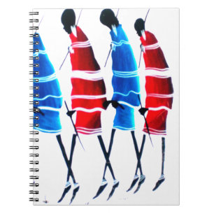 Happy People Maasai Warriors Walking Art Print Spiral Notebook