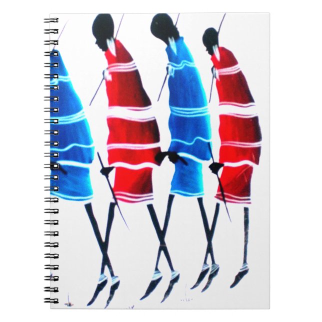 Happy People Maasai Warriors Walking Art Print Spiral Notebook (Front)