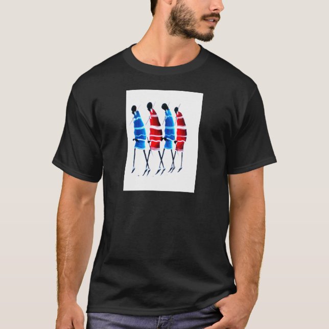 Happy People Maasai Warriors Walking Art Print T-Shirt (Front)