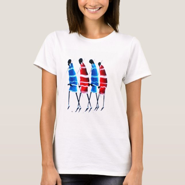 Happy People Maasai Warriors Walking Art Print T-Shirt (Front)
