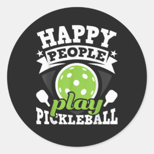 Happy People Play Pickleball - Paddleball Player Classic Round Sticker