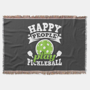 Happy People Play Pickleball - Paddleball Player Throw Blanket