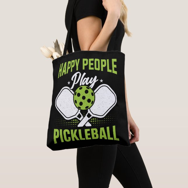 Happy People Play Pickleball Tote Bag (Close Up)