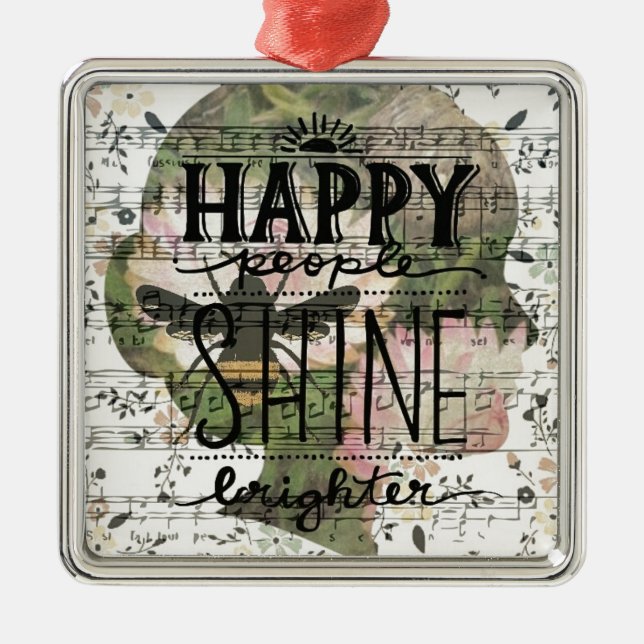 Happy People Shine Metal Tree Decoration (Front)