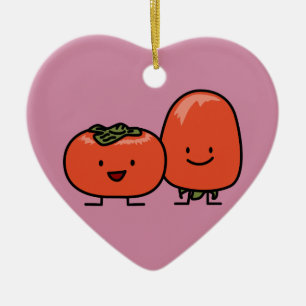 Happy Persimmon Pair Persimmons Sweet Fruit Ceramic Tree Decoration