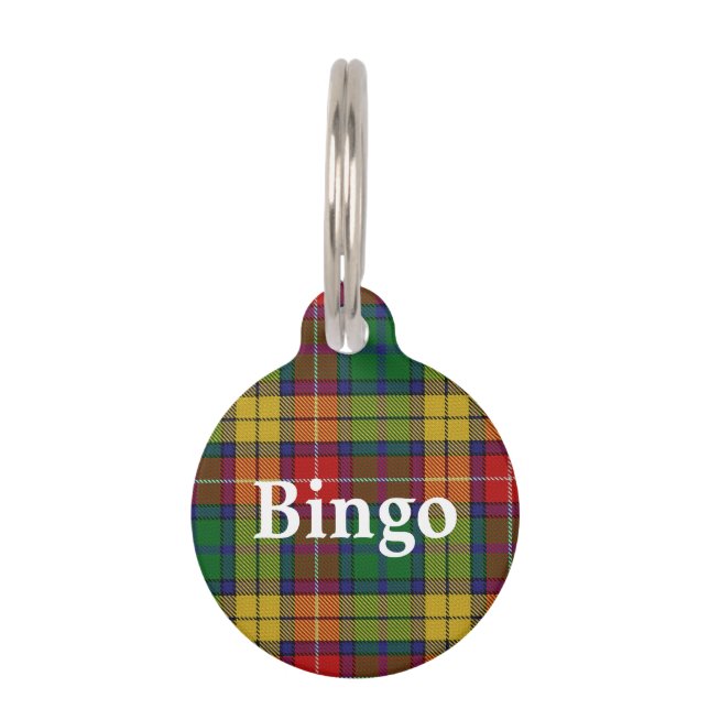 Happy Pet Clan Buchanan Tartan Plaid Pet Tag (Front)