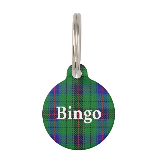 Happy Pet Clan Davidson Tartan Plaid Pet Tag (Front)