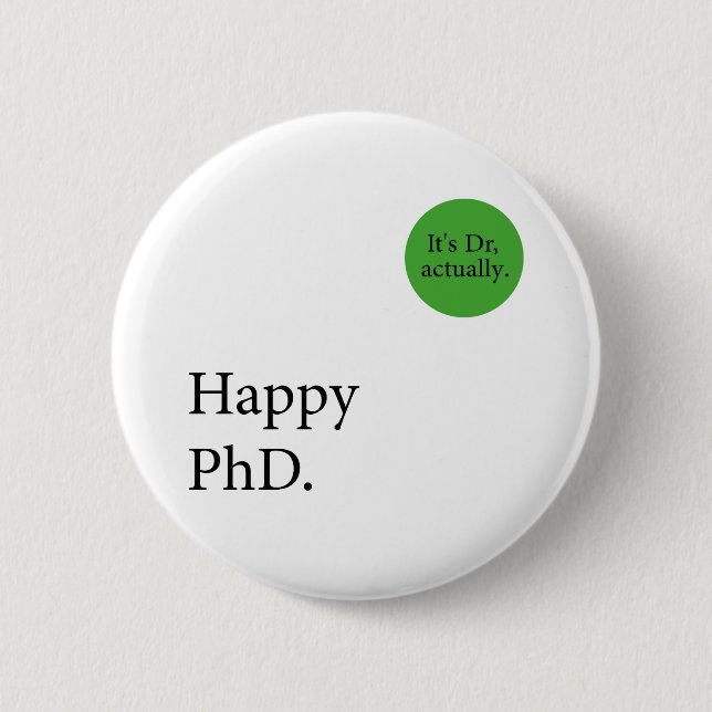 Happy Phd. It's Dr, actually badge Happy Phd (Front)