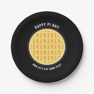 Happy Pi Day | 100+ Digits Lattice Apple Pie Black Paper Plate