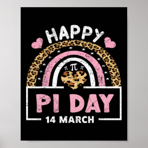 Happy Pi Day 2024 Rainbow Math Lover Teacher Leopa Poster