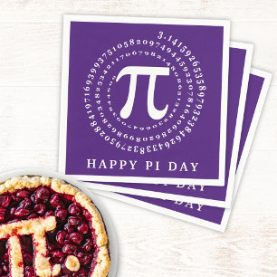 Happy Pi Day 3.14 Spiral Number Purple Napkin