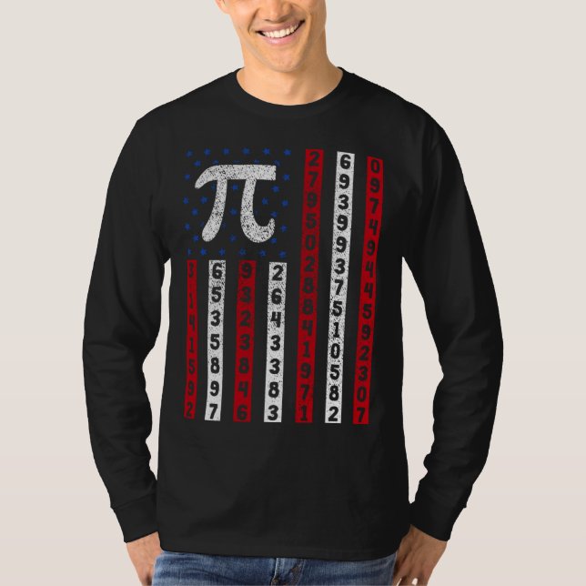 Happy Pi Day American Flag Kids Math Teacher Stude T-Shirt (Front)