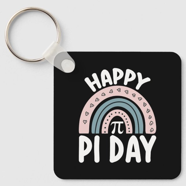 Happy Pi Day Boho Rainbow Math Mathematic Key Ring (Front)