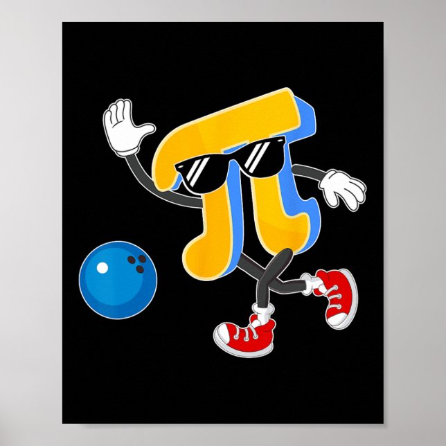 Happy Pi Day Bowling Lovers Pi Symbol Math Teacher Poster (Front)