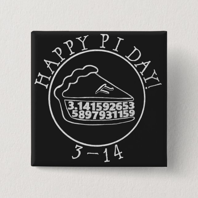 Happy Pi day chalkboard pie square button (Front)