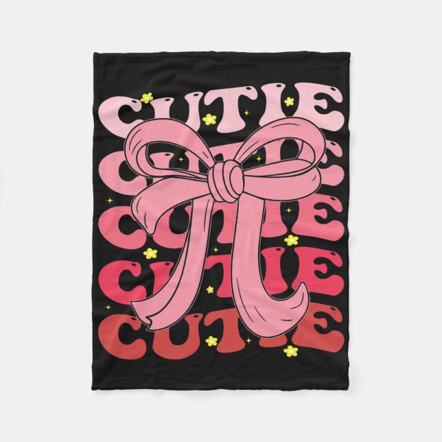 Happy Pi Day Coquette Bow Funny Math Teacher For W Fleece Blanket (Front)