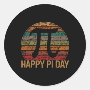 Happy Pi Day Math Equations Sunset Gift Teacher Ge Classic Round Sticker