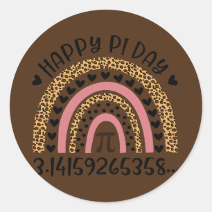 Happy Pi Day Math Teacher Mathematic Leopard Classic Round Sticker