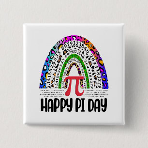 Happy Pi Day Mathematic Leopard Rainbow 15 Cm Square Badge