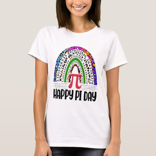 Happy Pi Day Mathematic Leopard Rainbow T-Shirt (Front)