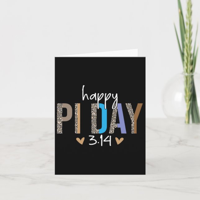 Happy Pi Day Mathematics Math Teacher Leopard Pi 3 Card (Front)