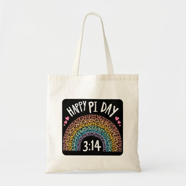 Happy Pi Day Rainbow Leopard Print Tote Bag (Front)