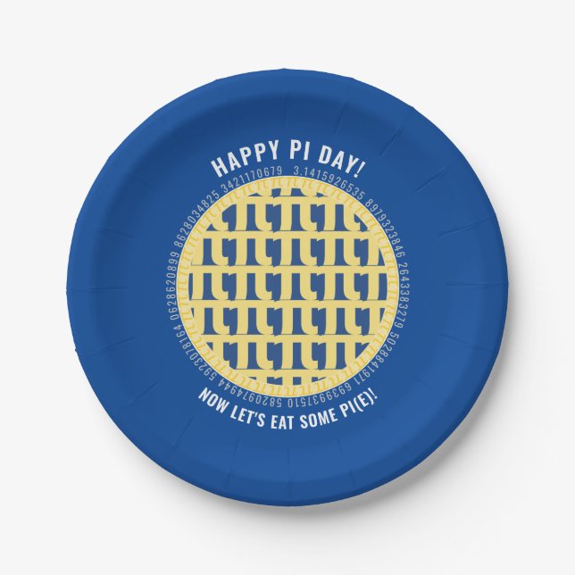 Happy Pi Day w/ 100+ Digits | Lattice Blueberry Pi Paper Plate (Front)