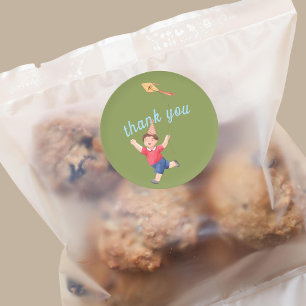 Happy Picnic Birthday Kids Boy Garden Thank You Classic Round Sticker