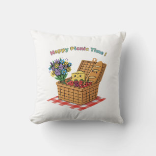 Happy Picnic Time! Cute Kawaii Food & Flowers  Cushion
