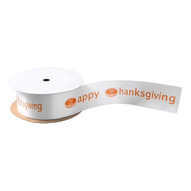 Happy (Pie) Thanksgiving Orange Satin Ribbon (Spool)
