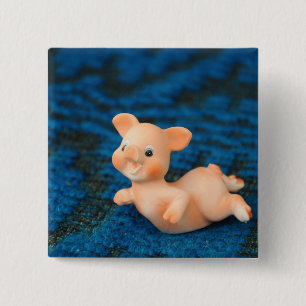 Happy pig 15 cm square badge