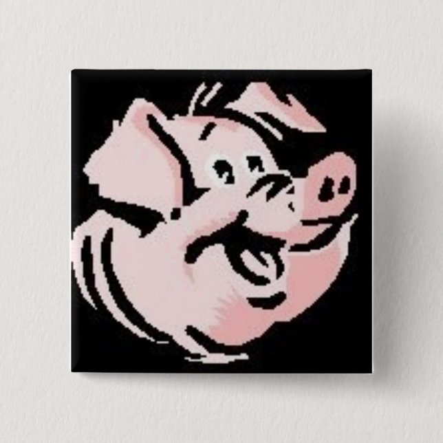 Happy Pig 15 Cm Square Badge (Front)