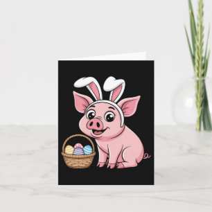 Happy Pig Bunny Ears Easter Eggs For Men Women Card