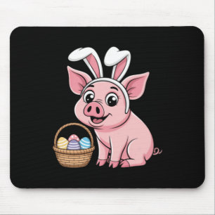 Happy Pig Bunny Ears Easter Eggs For Men Women Mouse Pad
