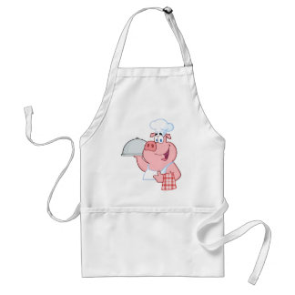 Happy Pig Chef Holding A Platter Sign Standard Apron