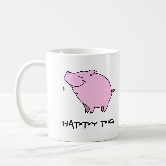 Happy Pig Classic White Mug (Left)