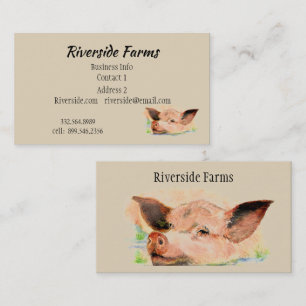 Happy Pig in Mud Farm Animal Business Card