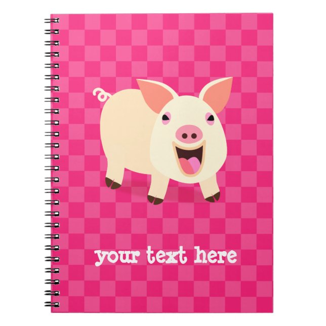 Happy Pig Spiral Notebook (Front)