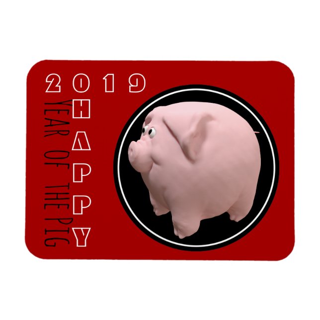 Happy PIg Year 2019 3D Choose Colour P Magnet 1 (Horizontal)