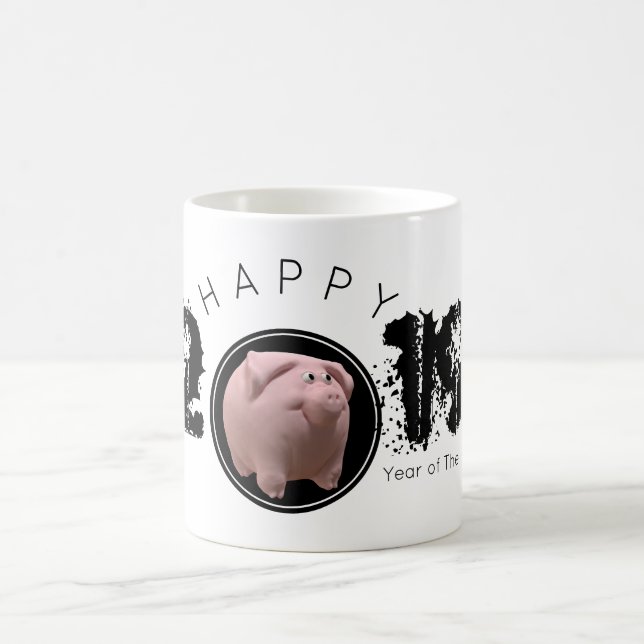 Happy PIg Year Large 2019 Original 3D Mug 2 (Center)