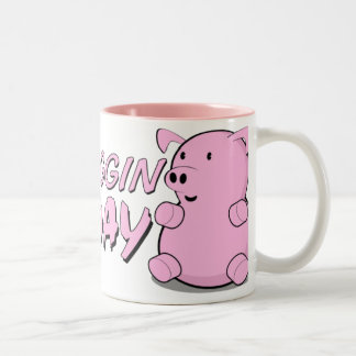Happy Piggin Birthday Two-Tone Coffee Mug