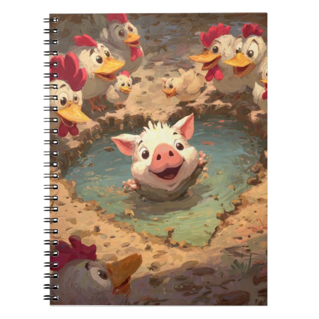 Happy Piglet Mud Bath Farm Notebook (Front)