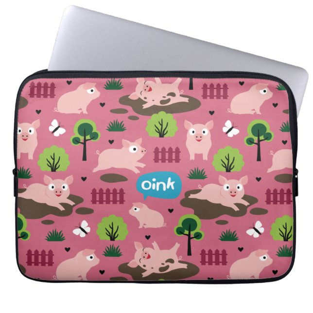 Happy Piglets In The Mud Electronics Bag (Front)