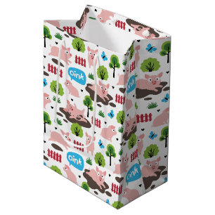Happy Piglets In The Mud Medium Gift Bag
