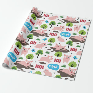 Happy Piglets In The Mud Wrapping Paper