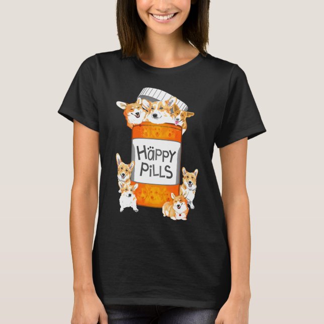 Happy Pills Corgi T-Shirt (Front)