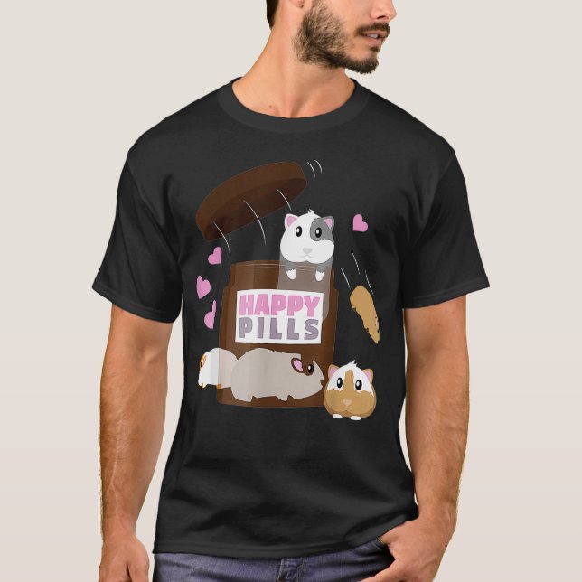 Happy Pills Guinea Pig Owner Women Gift Cavy Lover T-Shirt (Front)